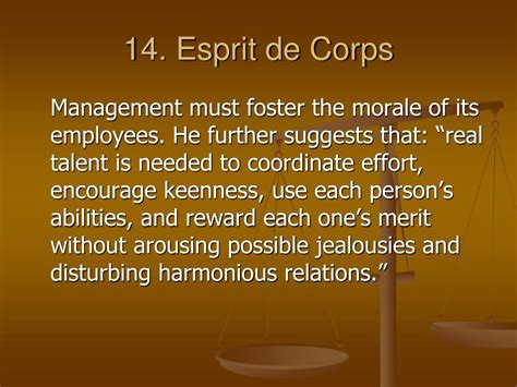 esprit de corps meaning in management